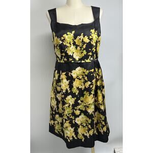 Dana Kay Dress Women’s Sz 18W Plus Black Floral Fit Flare Sleeveless Zip Back